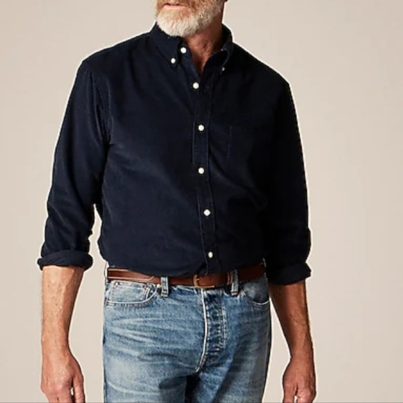 J Crew Classic Fine-Wale Corduroy Button Up Shirt Navy XL Tall - Picture 1 of 6